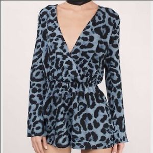 Tobi Blue Animal Print Romper